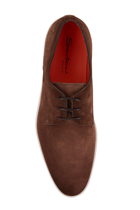 Santoni - Dilate Brown Suede Lace Up Dress Shoe