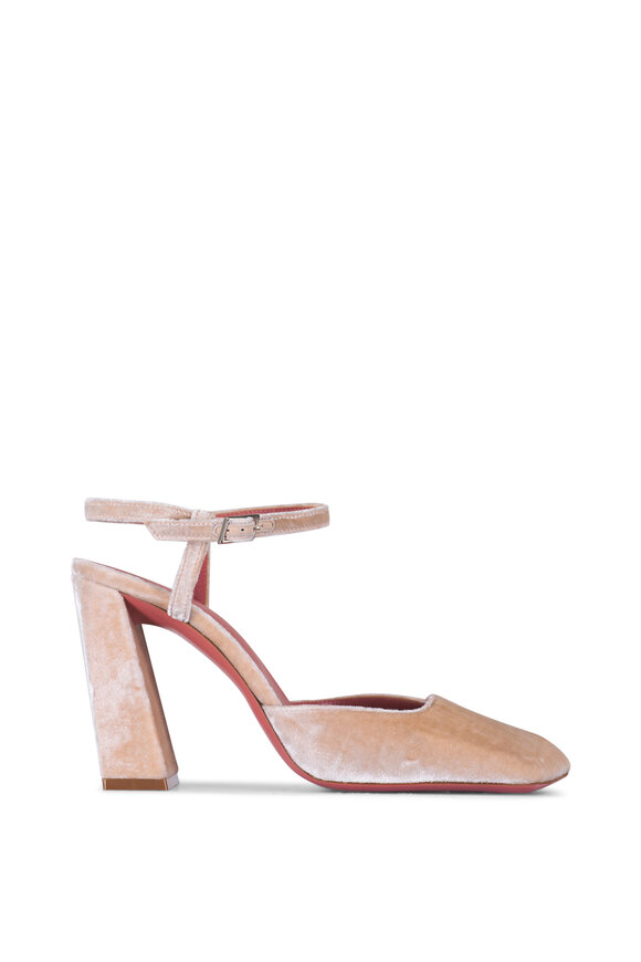 Amina Muaddi - Charlotte Velvet Block Heel, 95mm