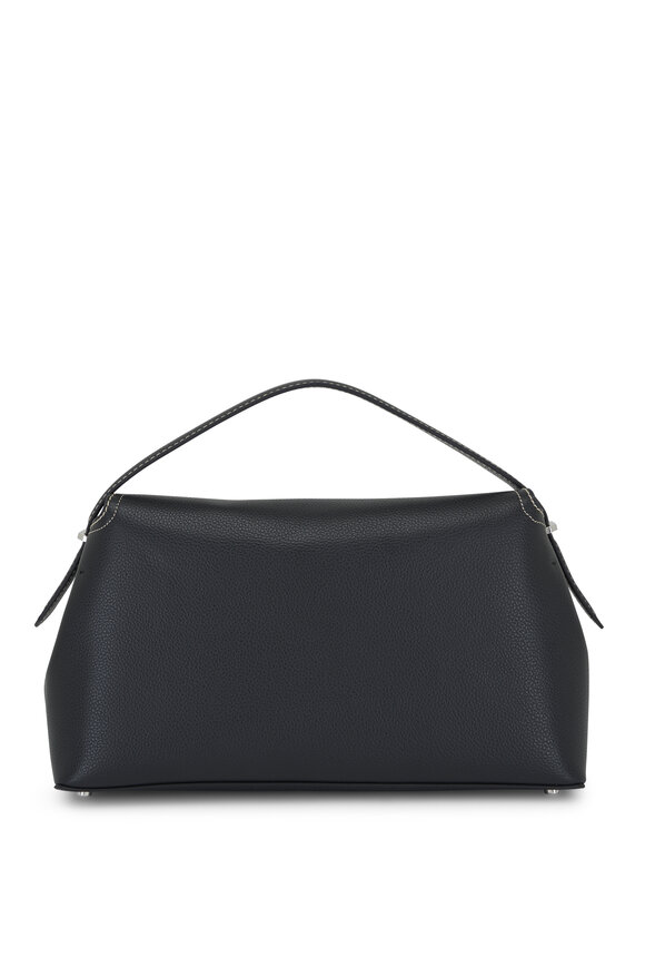 Totême - T-Lock Black Grain Leather Top Handle Bag