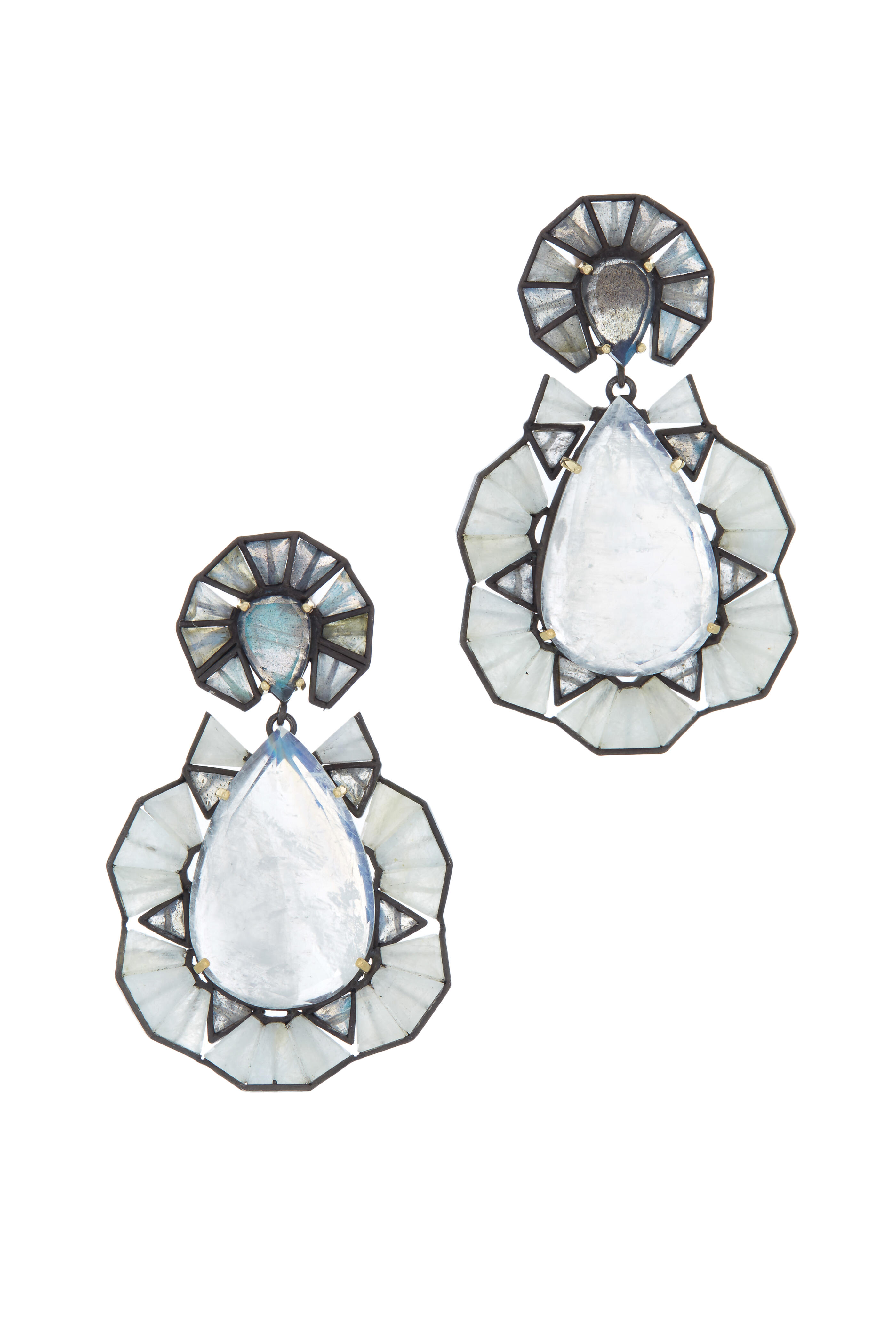 Nak Armstrong - 18K Gold & Silver Sapphire Moonstone Earrings