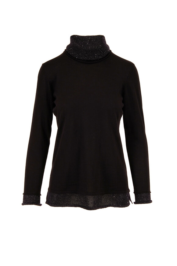 Rani Arabella - Black Wool & Cashmere Paillette Trim Sweater