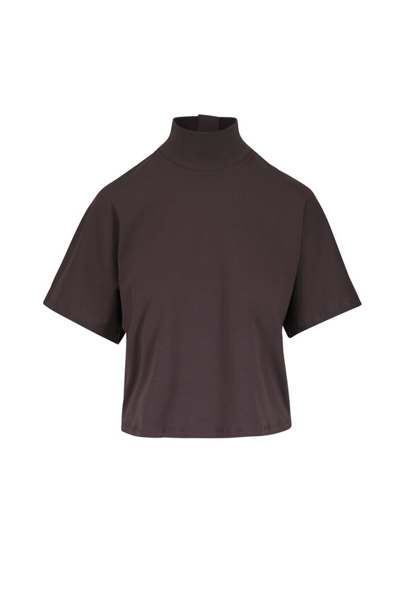 Majestic Chocolate Supima Cotton Mock Nock T-Shirt - view 1
