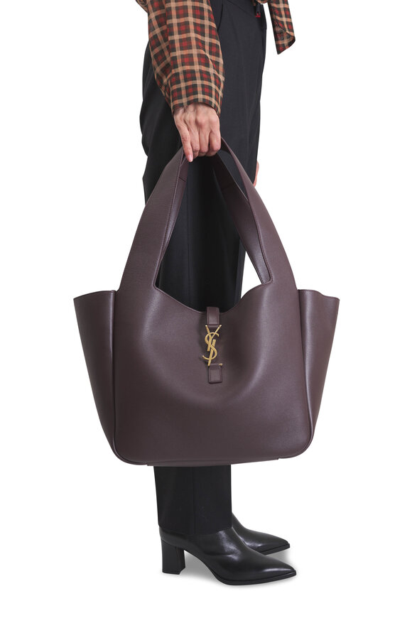 Saint Laurent Le 5 À 7 Bea Raisin Leather East/West Tote - view 3