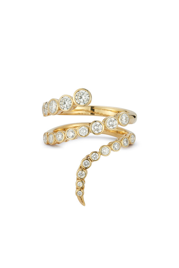 Ondyn 18k Yellow Gold Radiance Diamond Coil Ring