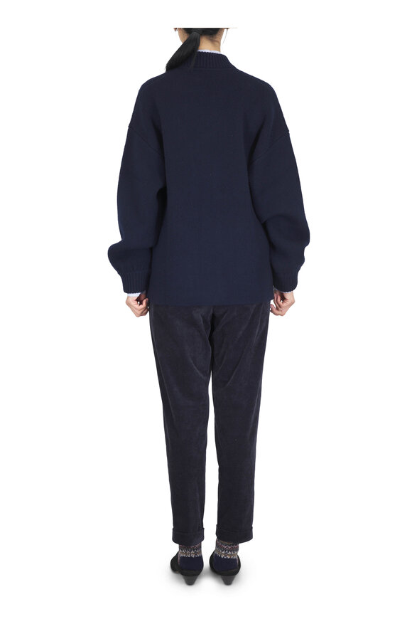 Lisa Yang Navy Cashmere Cardigan Jacket - view 3