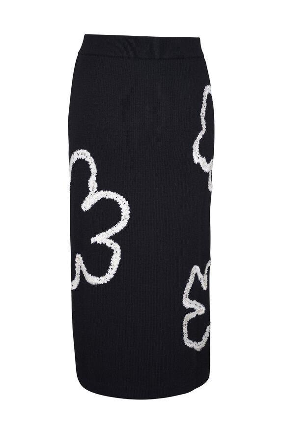 Carolina Herrera - Black & White Embellished Midi Skirt