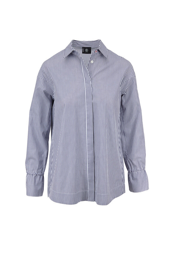 Bogner - Sophie Blue & White Striped Cotton Shirt