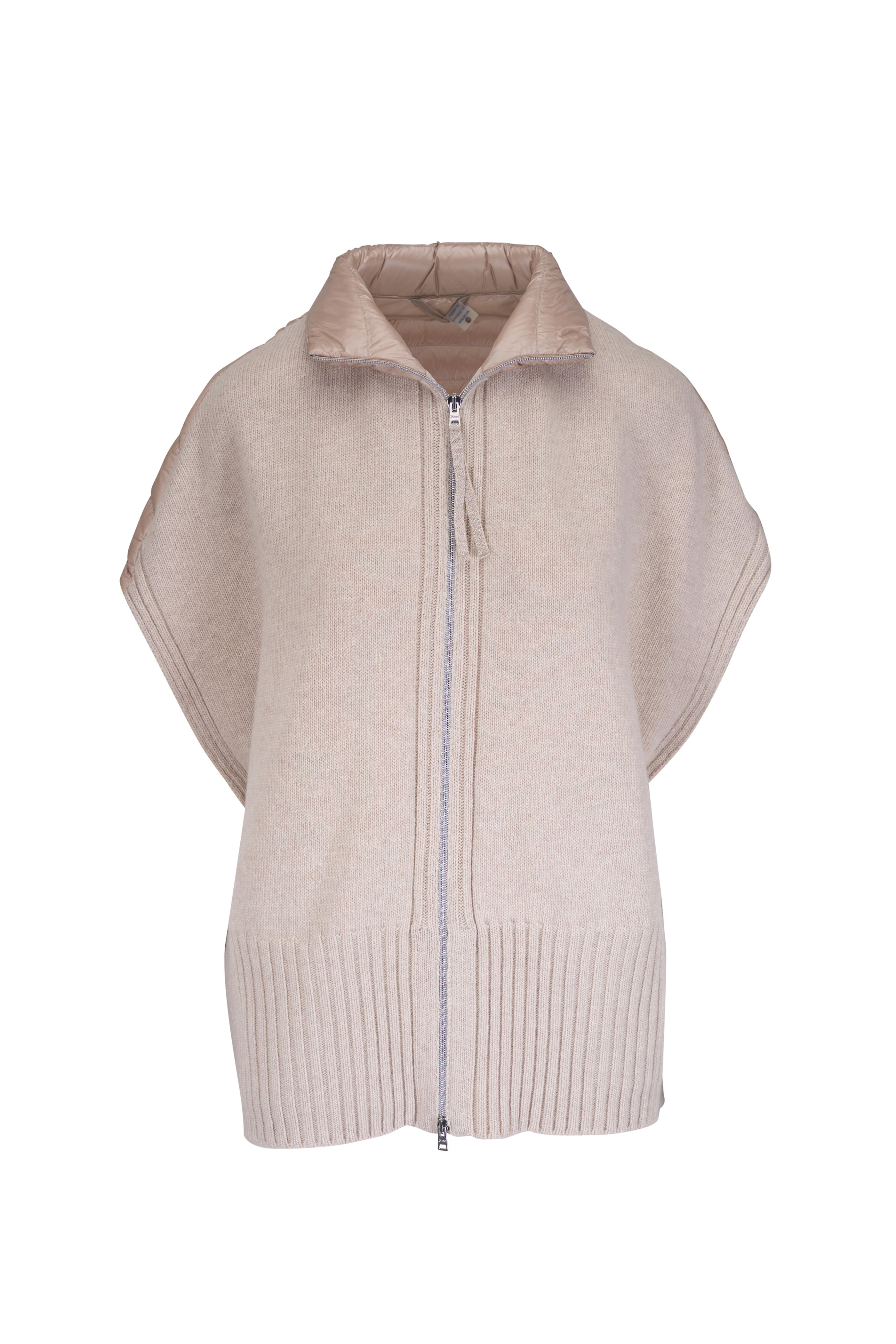 Herno - Neutral Sleeveless Zip-Front Wool Vest