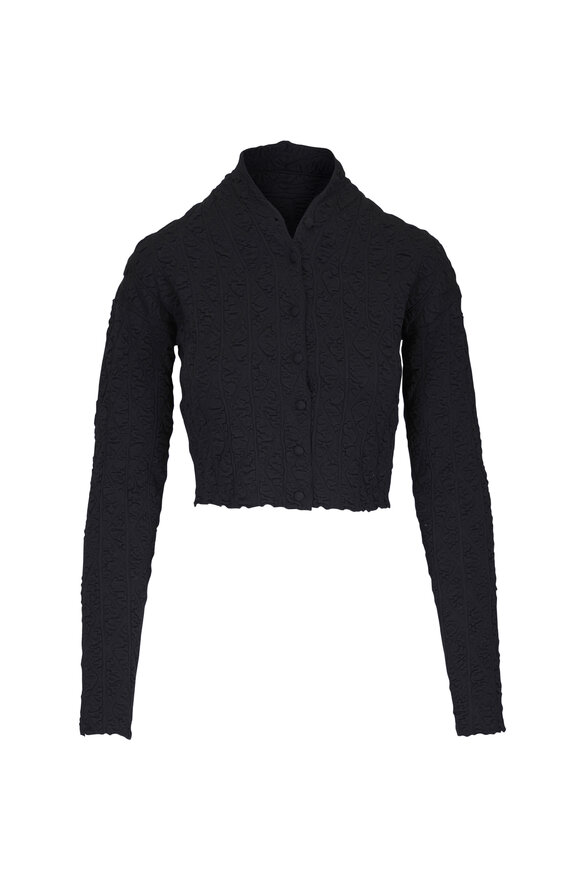 Loro Piana Lavender Black Wool Ruched Cardigan - view 1