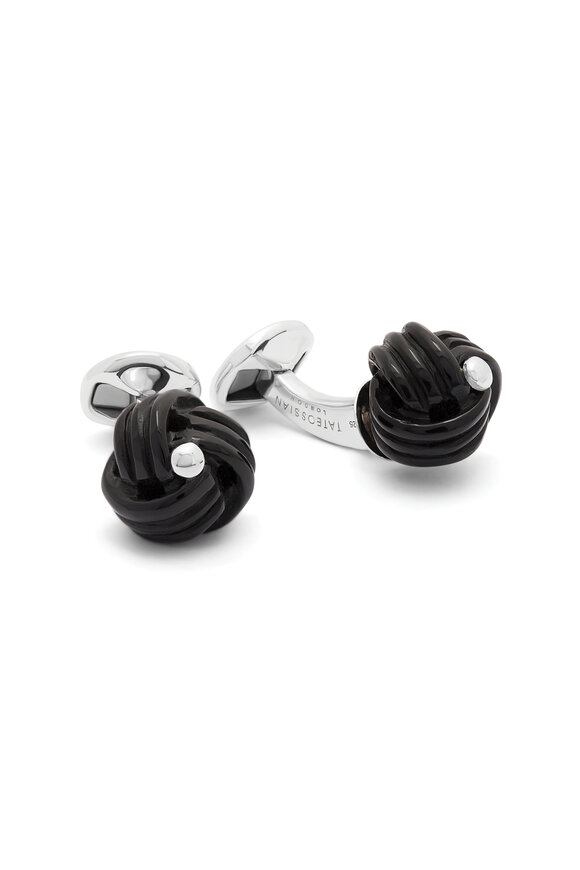 Tateossian - Hand Carved Black Onyx Knot Cufflinks