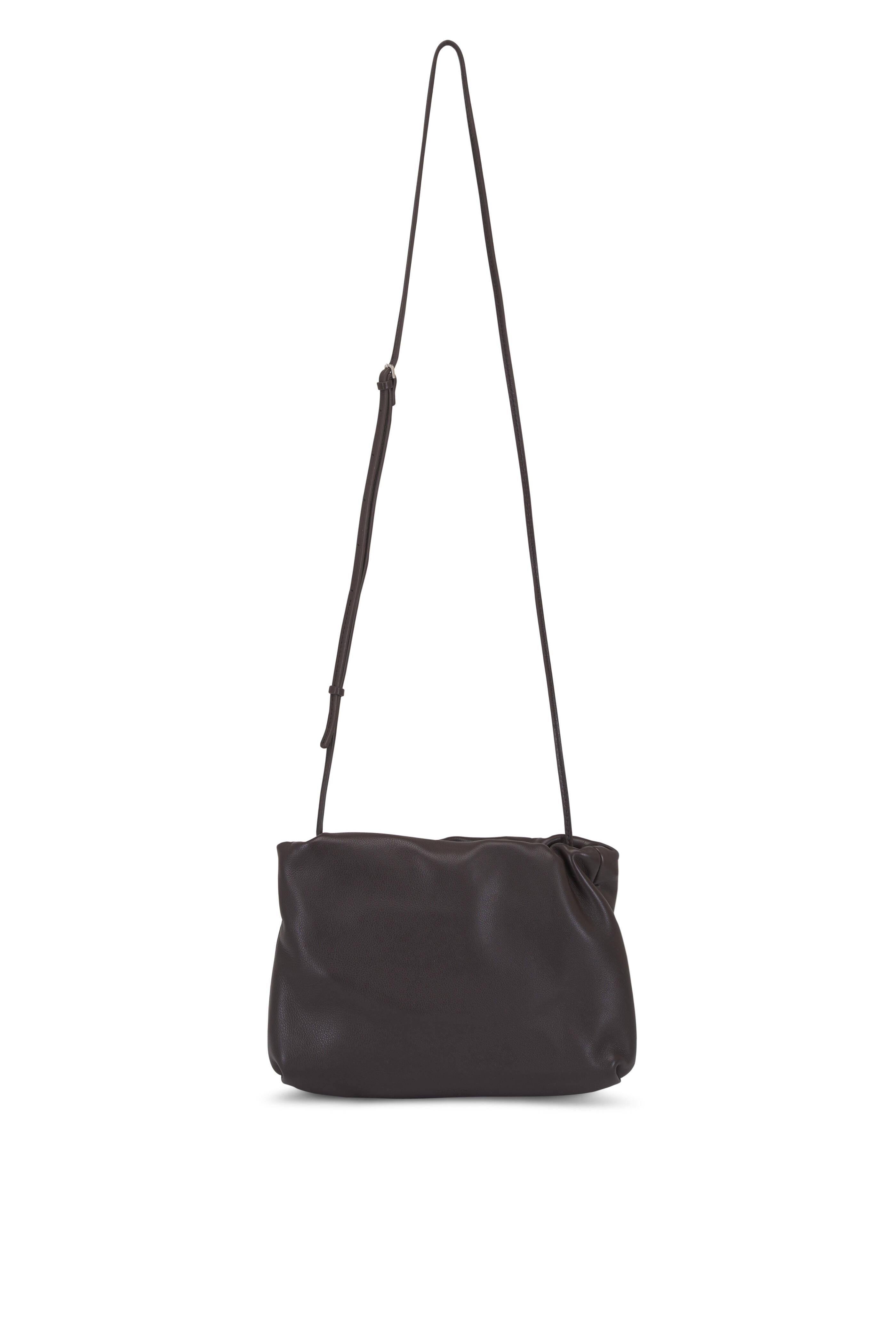 The Row - Bourse Dark Brown Leather Clutch