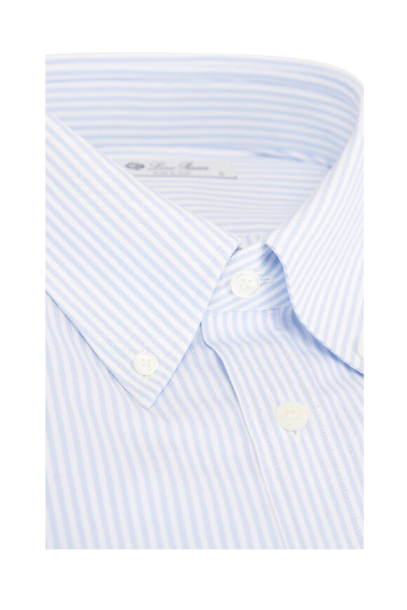 Loro Piana Elia Light Blue Stripes Cotton Sport Shirt - view 2