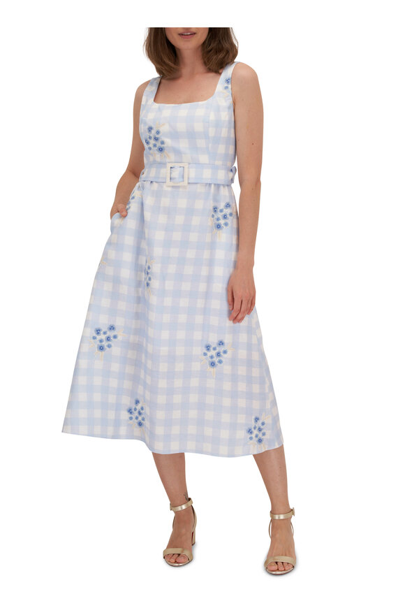 Sachin + Babi - Bryce Blue Gingham & Floral Embroidered Dress 