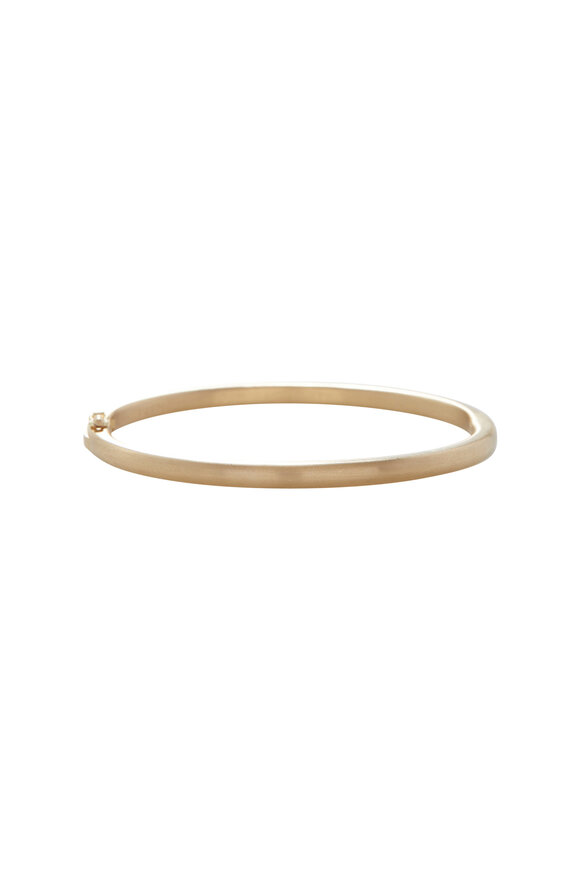 Caroline Ellen - 18K Yellow Gold Narrow Hinged Bangle 