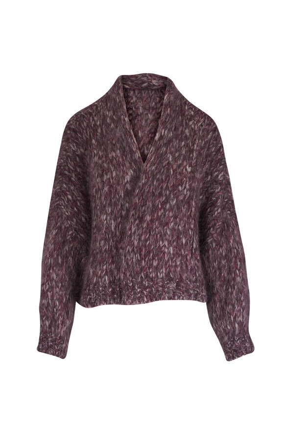 Brunello Cucinelli Maroon Lofty Marled Cardigan - view 1