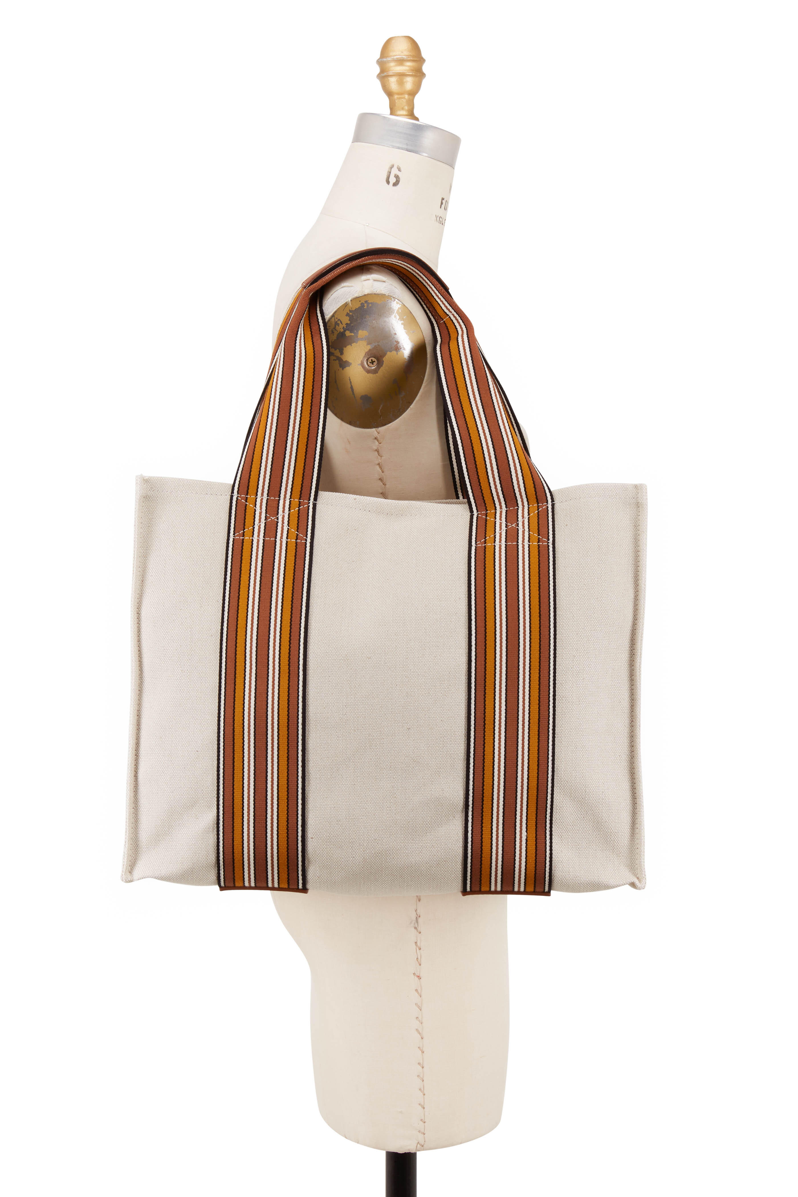 Loro Piana - Natural & Saddle Canvas Beach Tote | Mitchell