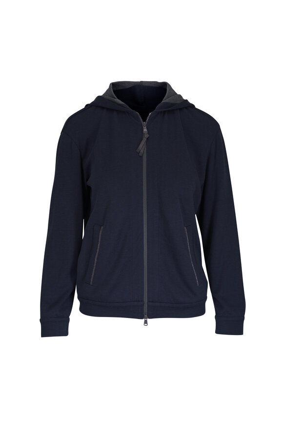 BRUNELLO CUCINELLI ネイビー スウェット カシミヤ トレーナー Brunello Cucinelli - Navy Light Weight Cashmere Crewneck