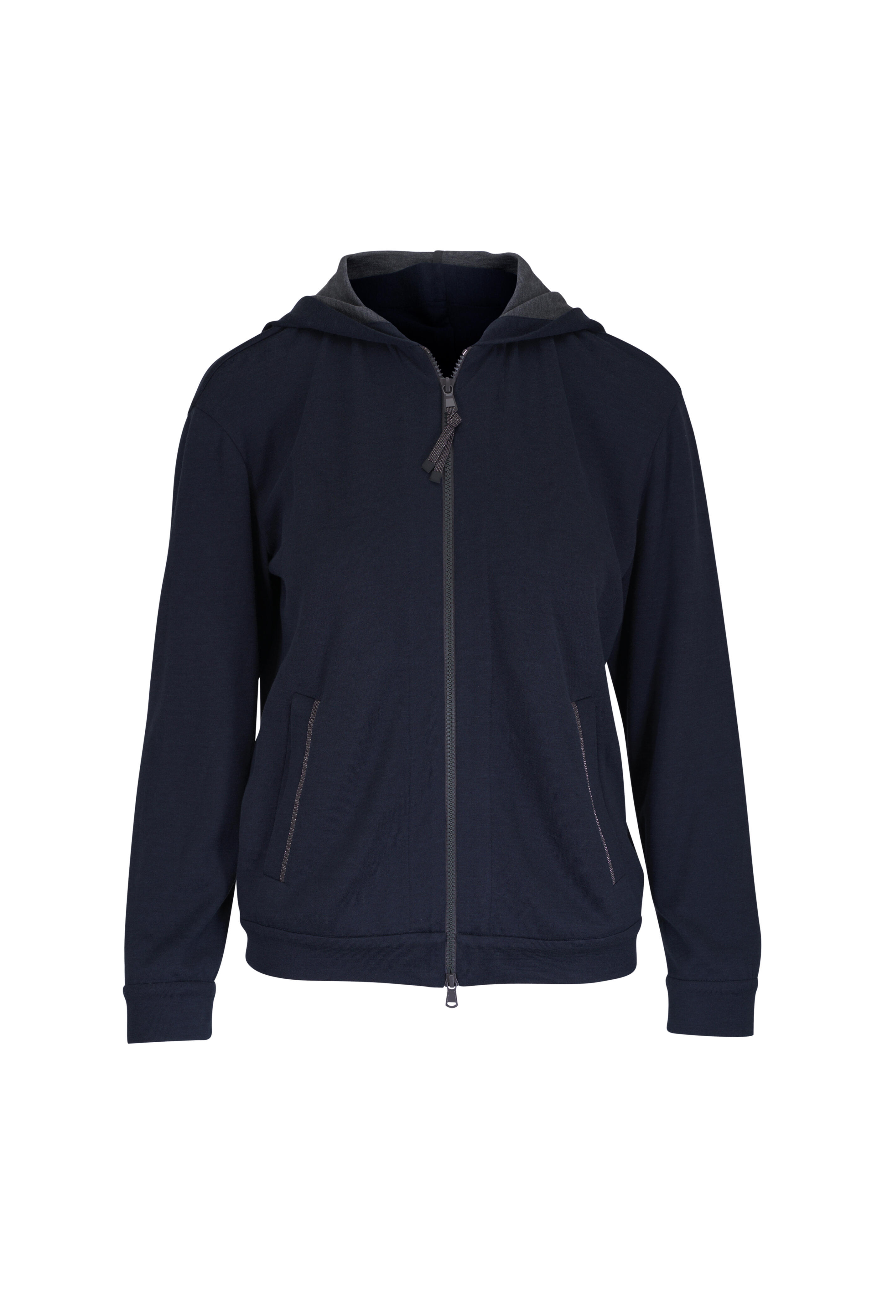 Brunello Cucinelli - Navy Zip Spa Hoodie | Mitchell Stores