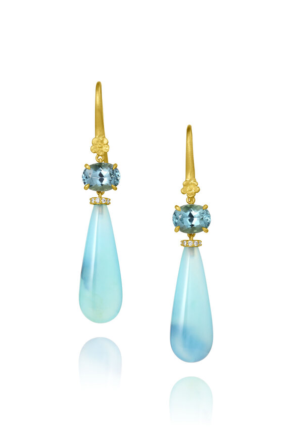 Leigh Maxwell 18k Yellow Gold Double Drop Flower Earring