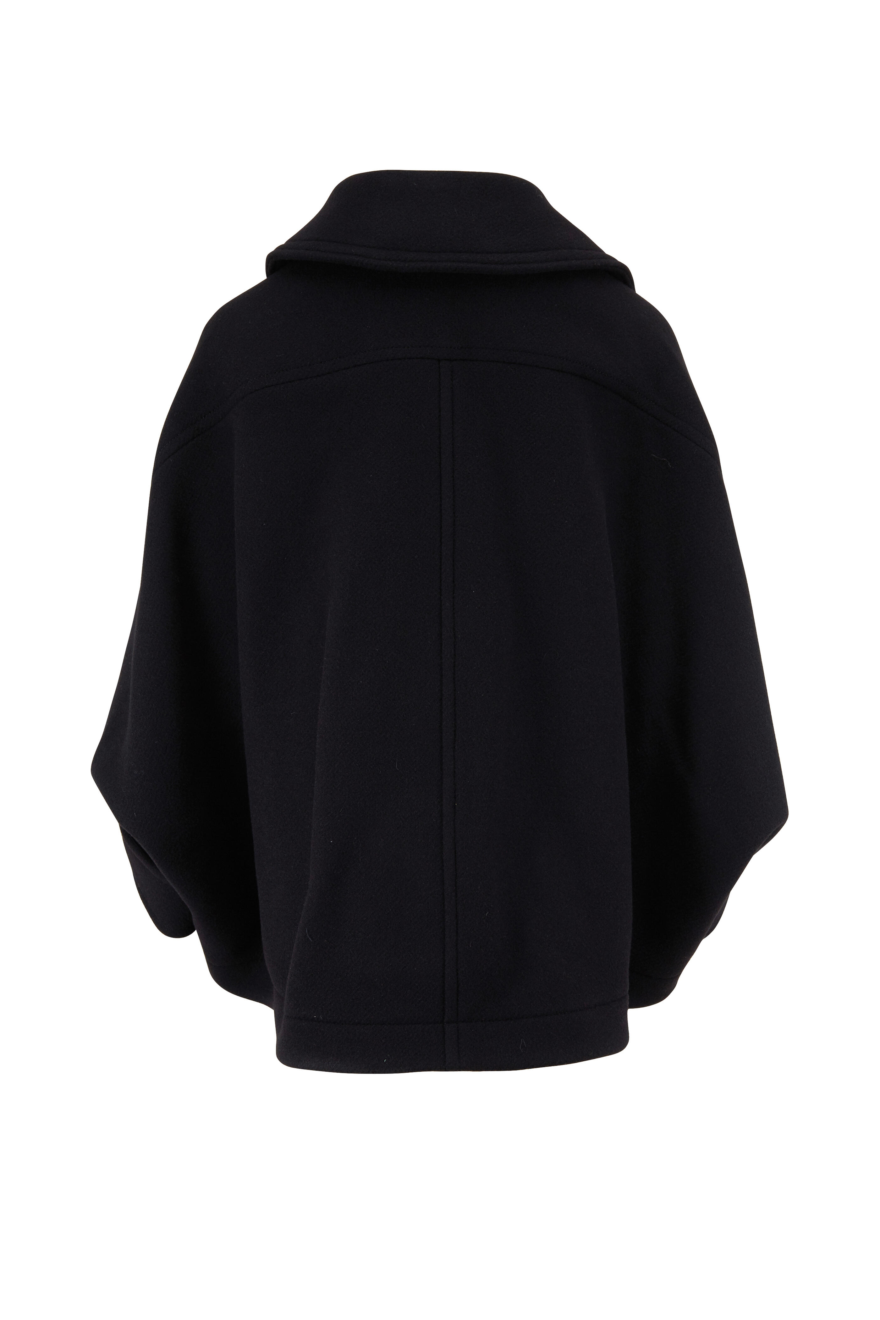 Chloé - Black Stretch Wool Button Front Cape