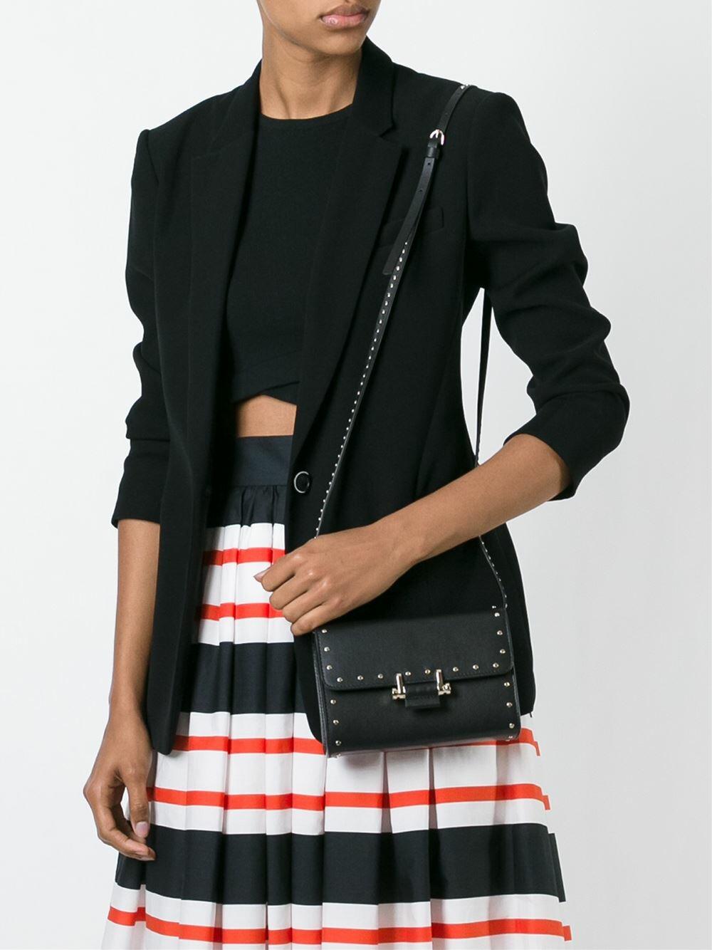 Lanvin - Black Leather Studded Essential Small Crossbody