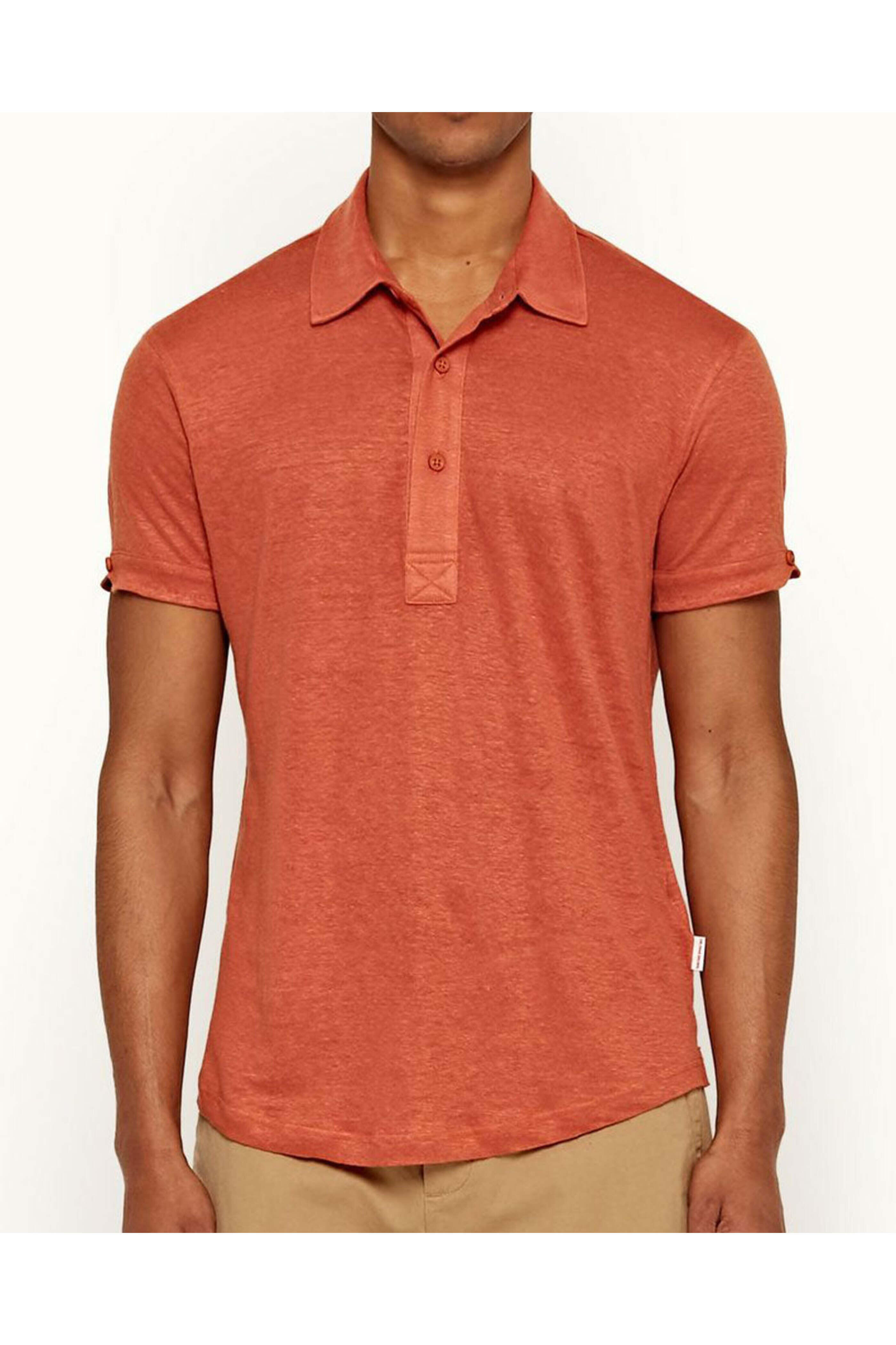 Orlebar Brown - Sebastian Linen Polo Shirt in Vintage Rose