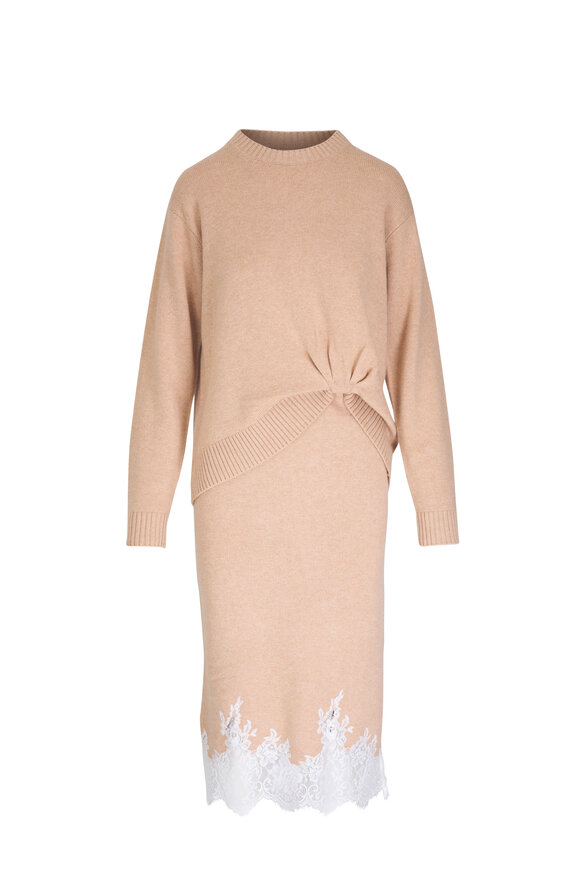 3.1 Phillip Lim - Beige French Tuck Lace Trim Knit Dress