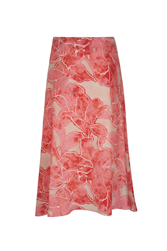 Kiton - Pink Floral Silk Skirt 