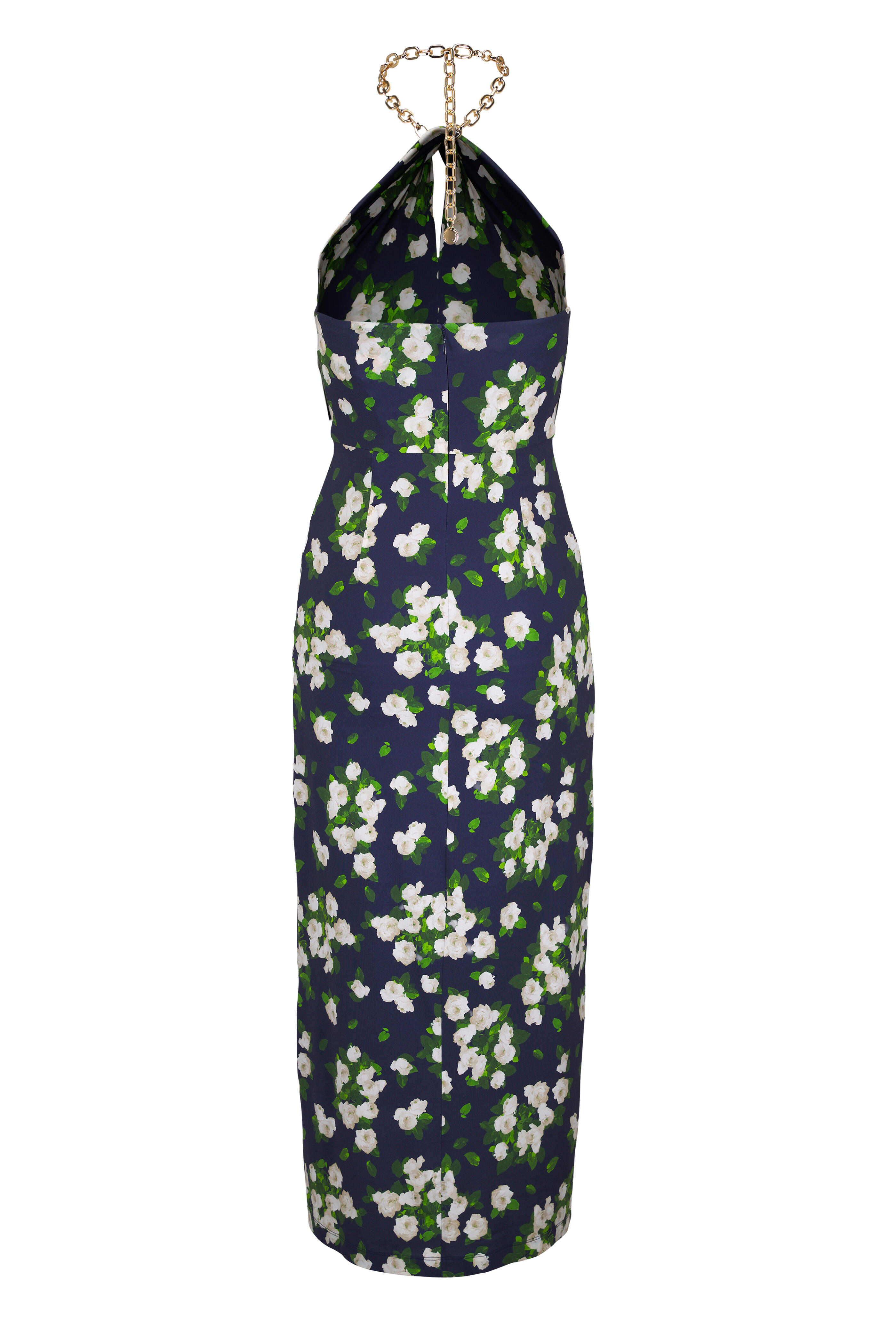 Carolina Herrera - Midnight Multi Halter Neck Draped Midi Dress