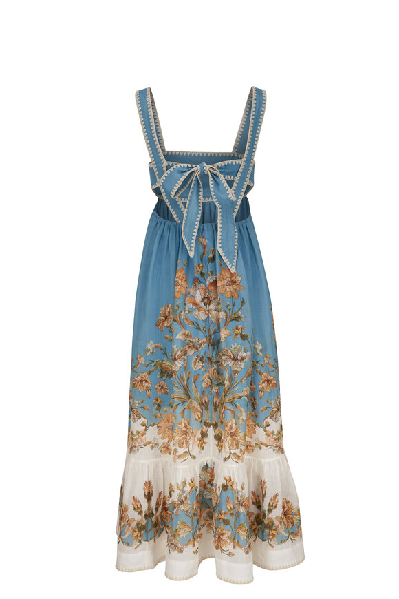 Zimmermann - Chintz Blue Floral Tiered Midi Dress