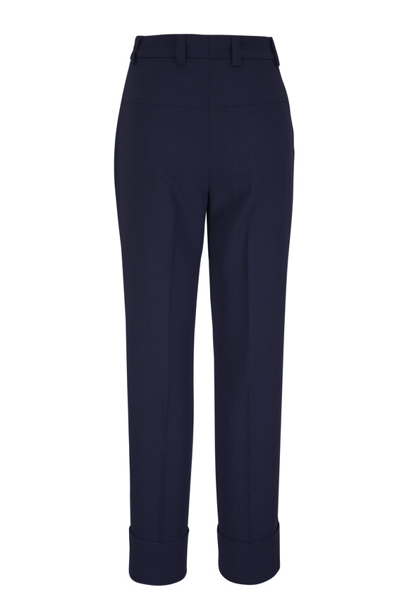 Akris Maxima Navy Blue Cuffed Wool Pant - view 4