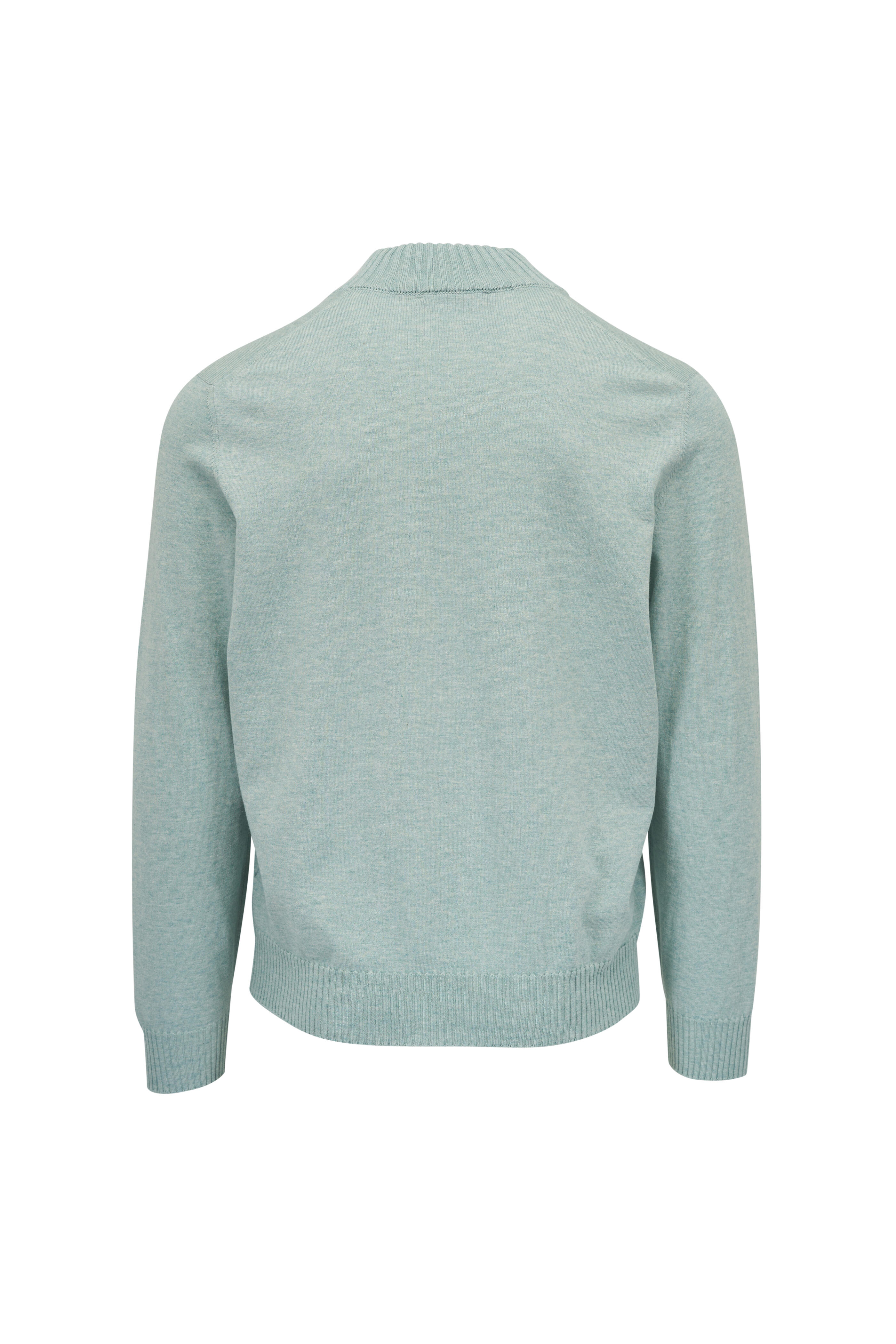 Gran Sasso - Green Cotton & Cashmere Quarter Zip Pullover