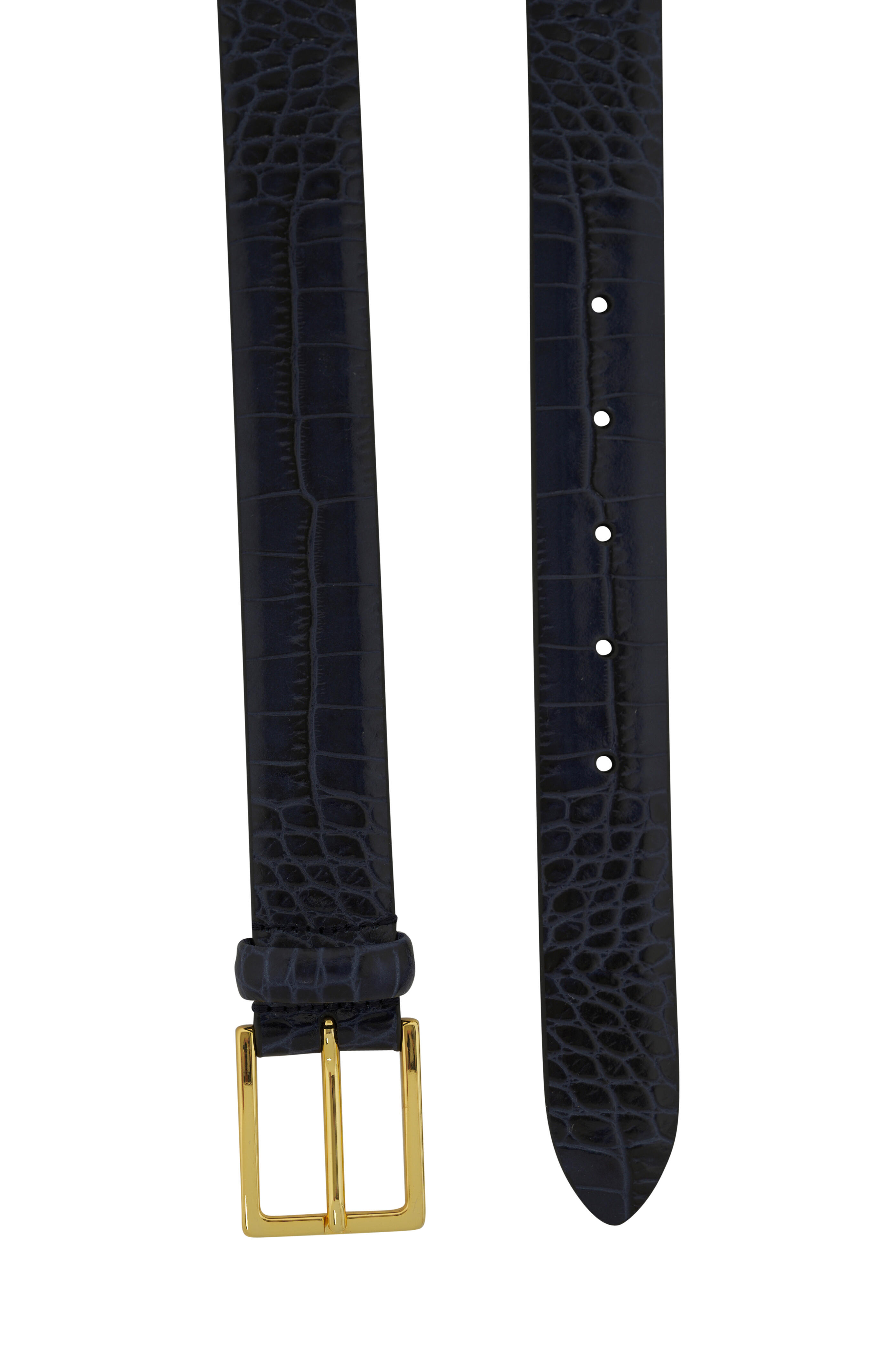 Anderson's - Navy Faux Croc Leather Belt | Mitchell Stores