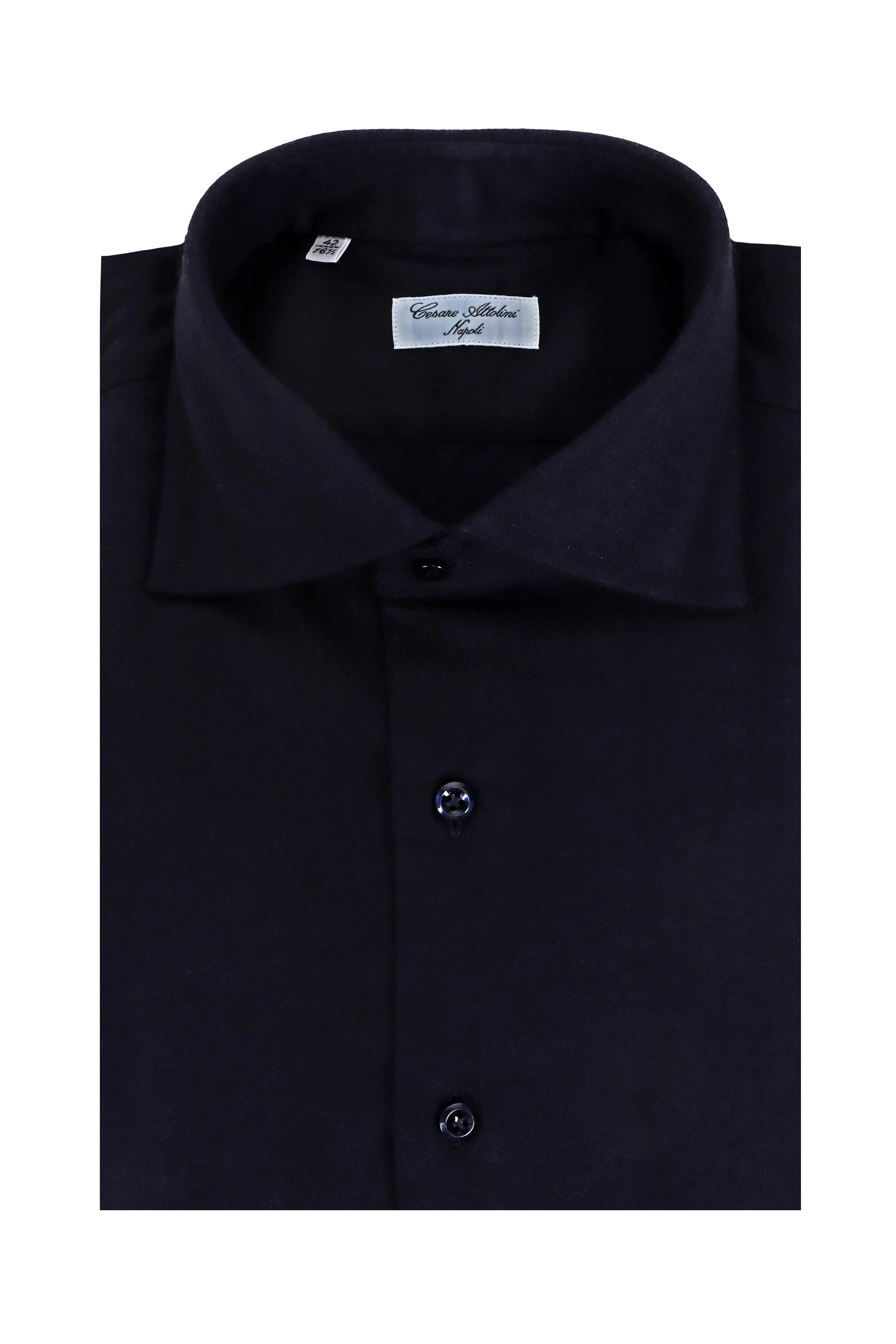 Cesare Attolini - Navy Blue Herringbone Sport Shirt