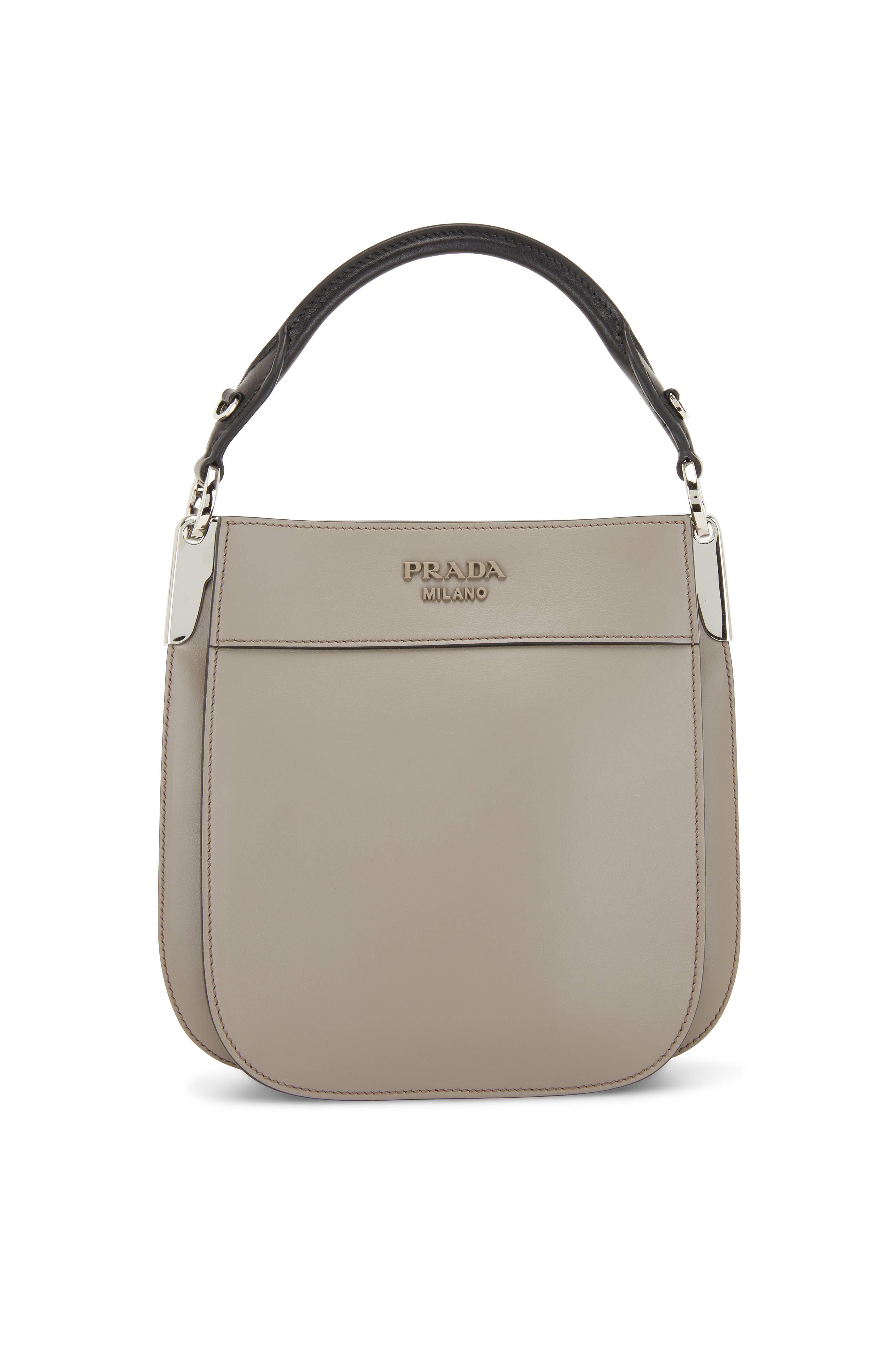 Prada - Gray & Black Leather Small City Crossbody
