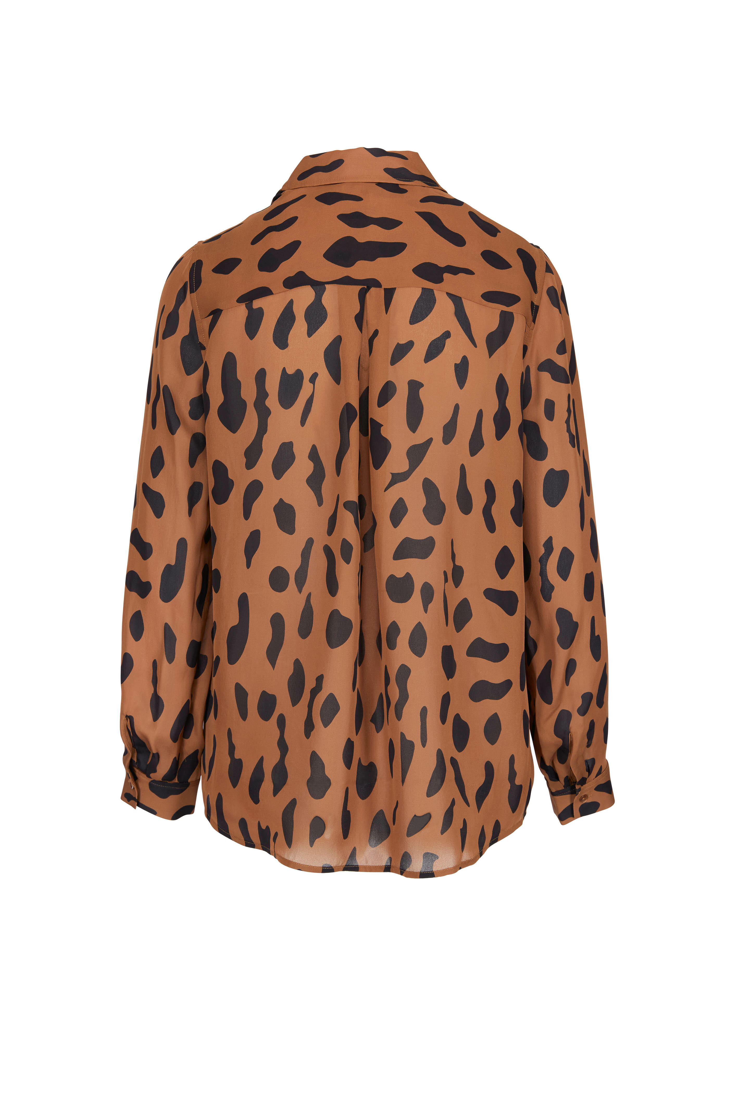 L'Agence - Nina Camel Silk Abstract Animal Print Blouse