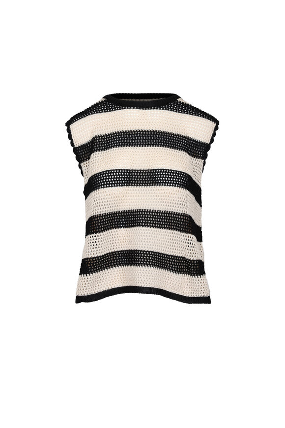 The Great Black & Cream Crochet Shell Sweater - view 1