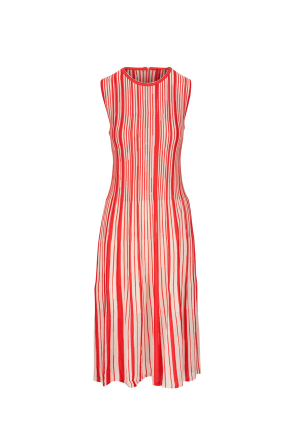 Akris Asagao Orange & White Striped Midi Dress 