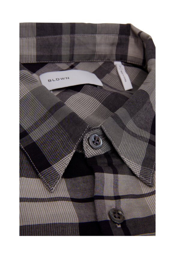 BLDWN Modern Classis Harrison Washed Black Plaid Shirt - view 2