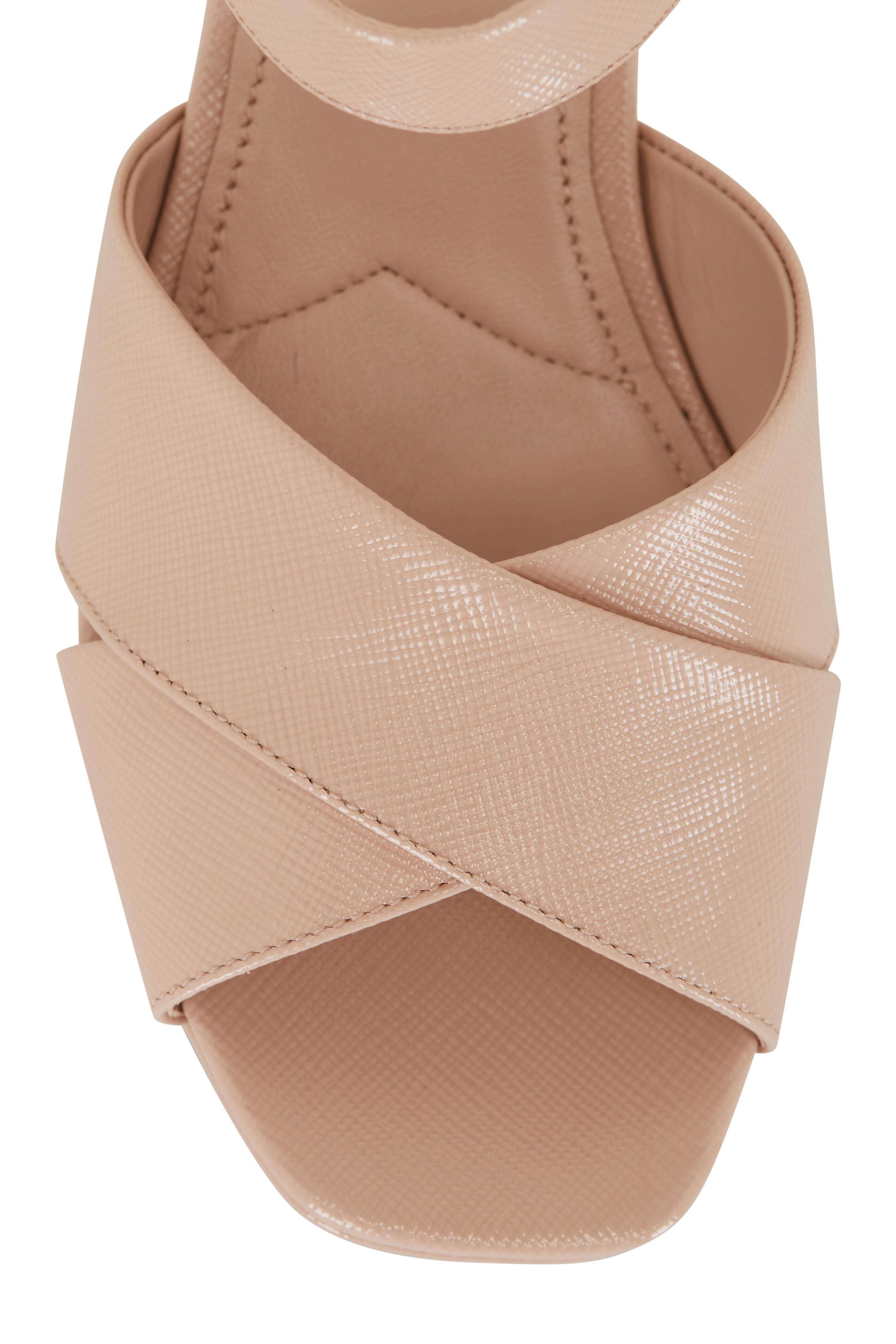 Prada - Vernice Cipria Leather Criss Cross Sandal, 65mm