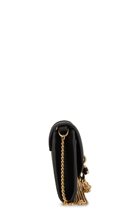 Chloé - Aby Black Leather Padlock Chain Wallet