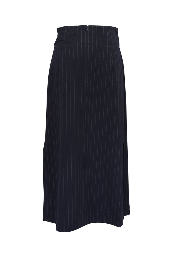 Odeeh - Navy Pinstripe Jersey Wrap Skirt