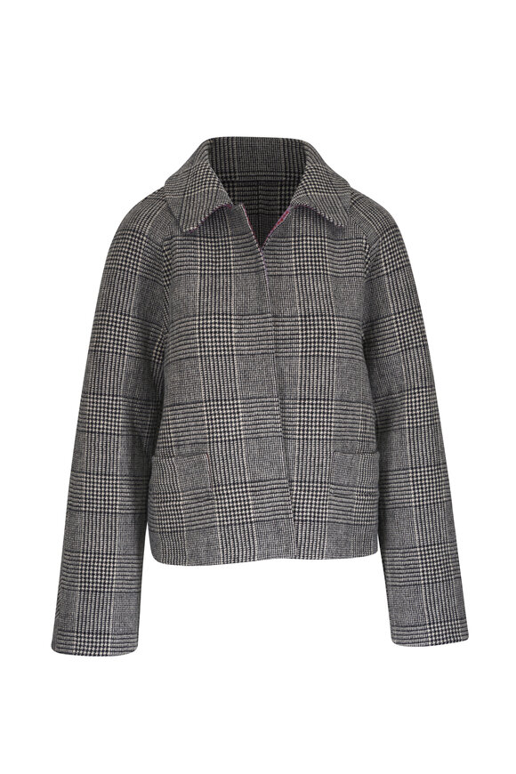 Odeeh Black & White Plaid Collared Jacket