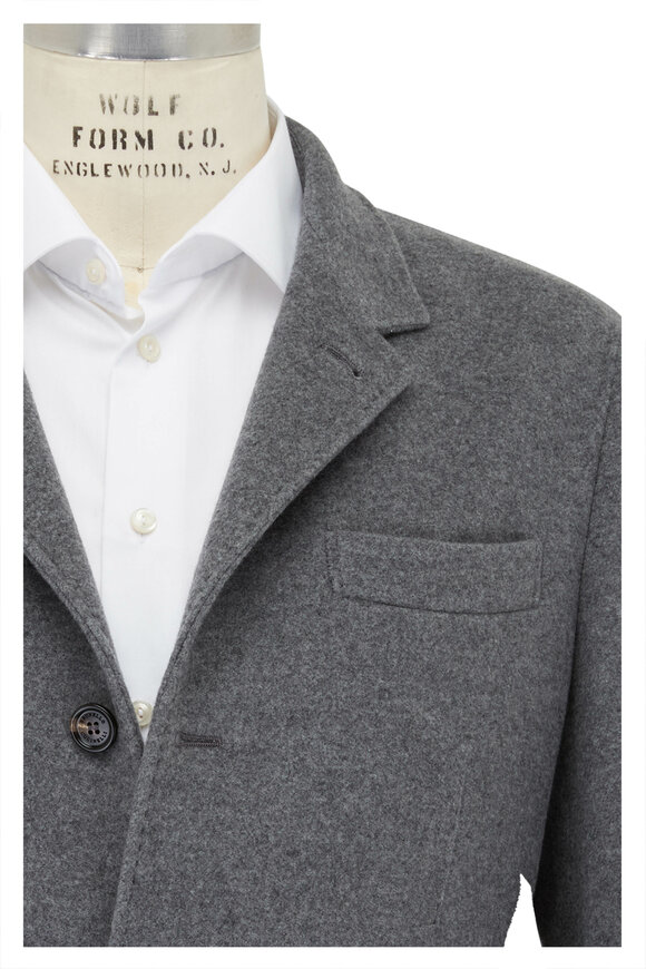 Brunello Cucinelli Gray Solid Cashmere Coat