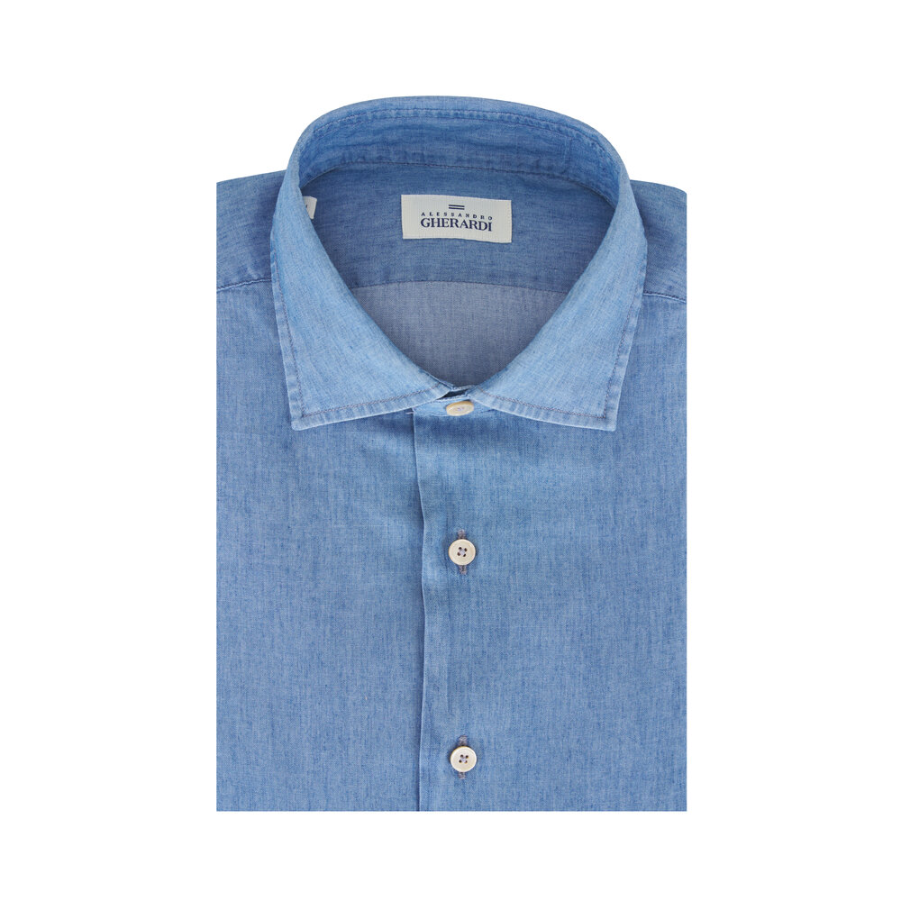 Alessandro Gherardi - Light Denim Cotton Chambray Sport Shirt