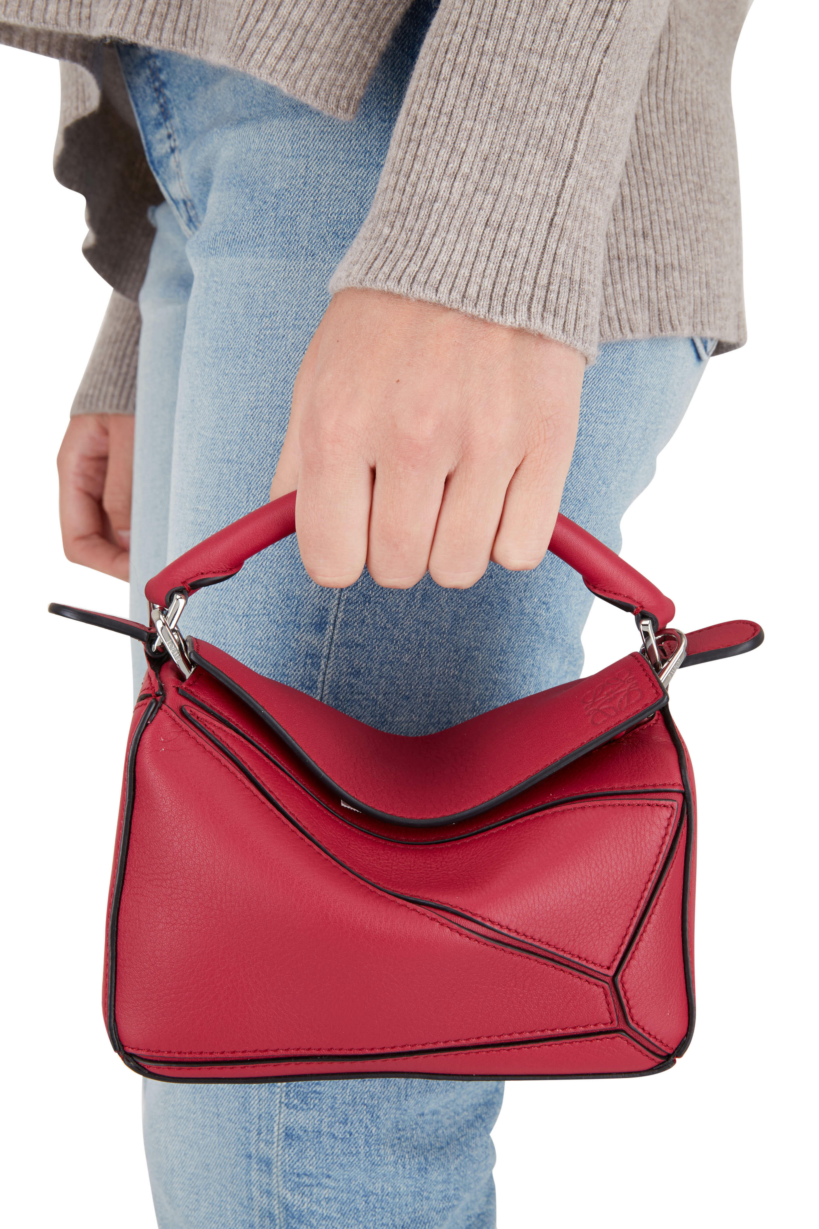 Loewe - Mini Puzzle Raspberry Leather Crossbody Bag