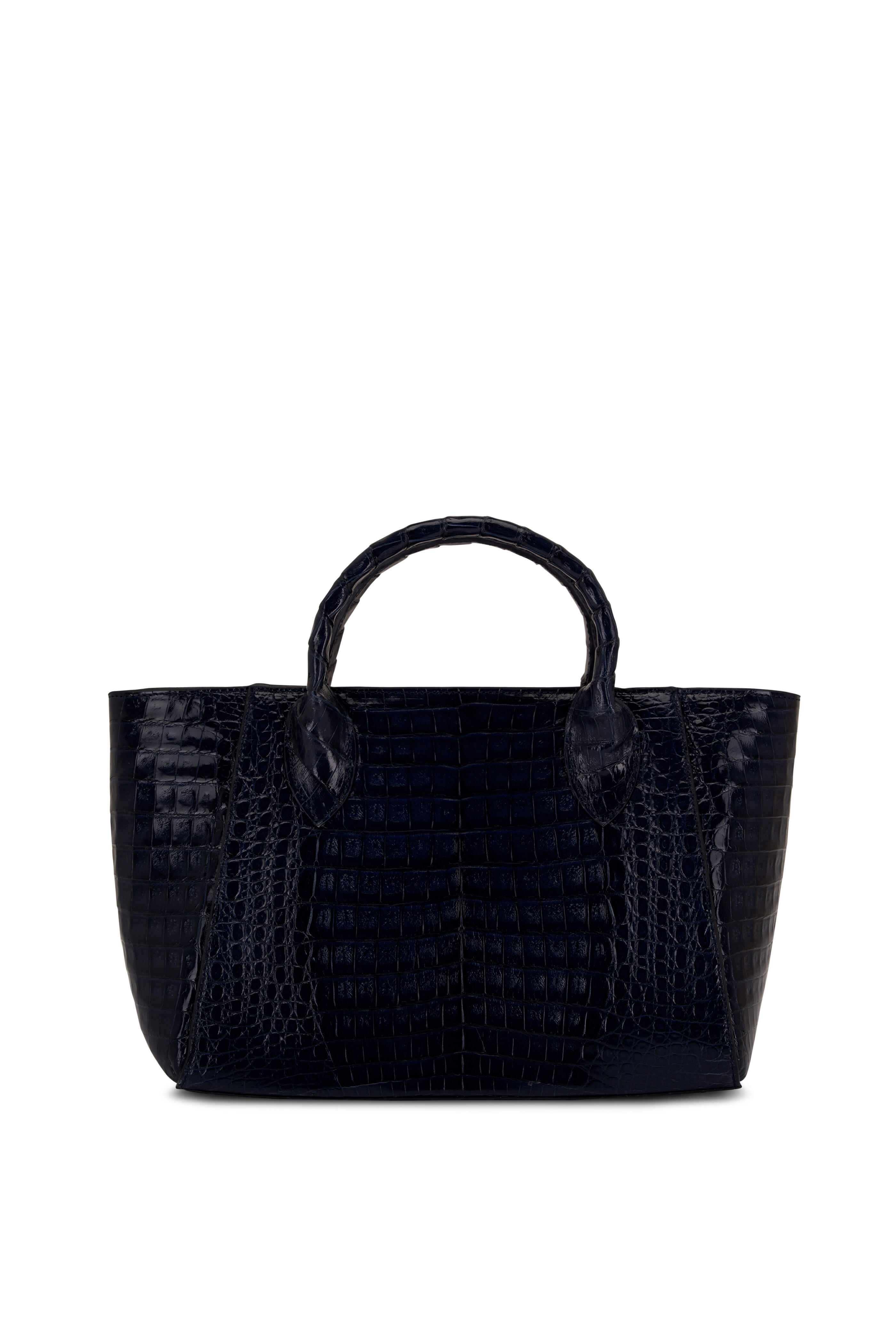 Maria Oliver - Virginia Navy Blue Shiny Leather Tote