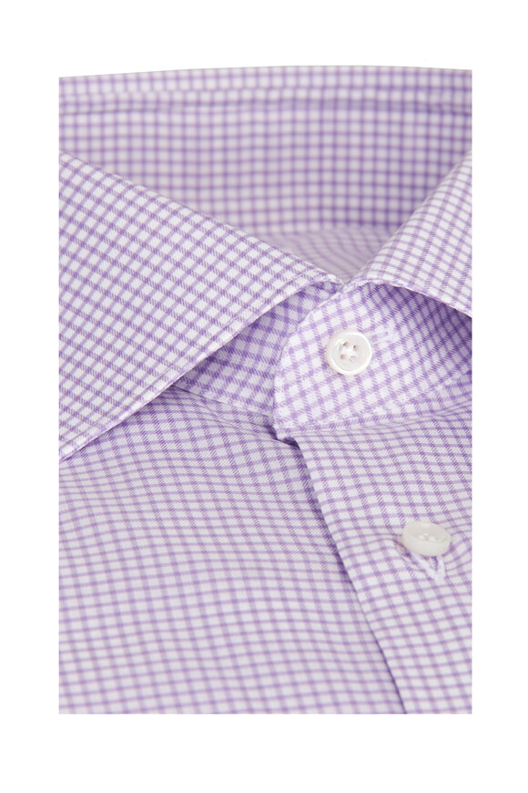 Fray Purple Check Cotton Dress Shirt - view 2