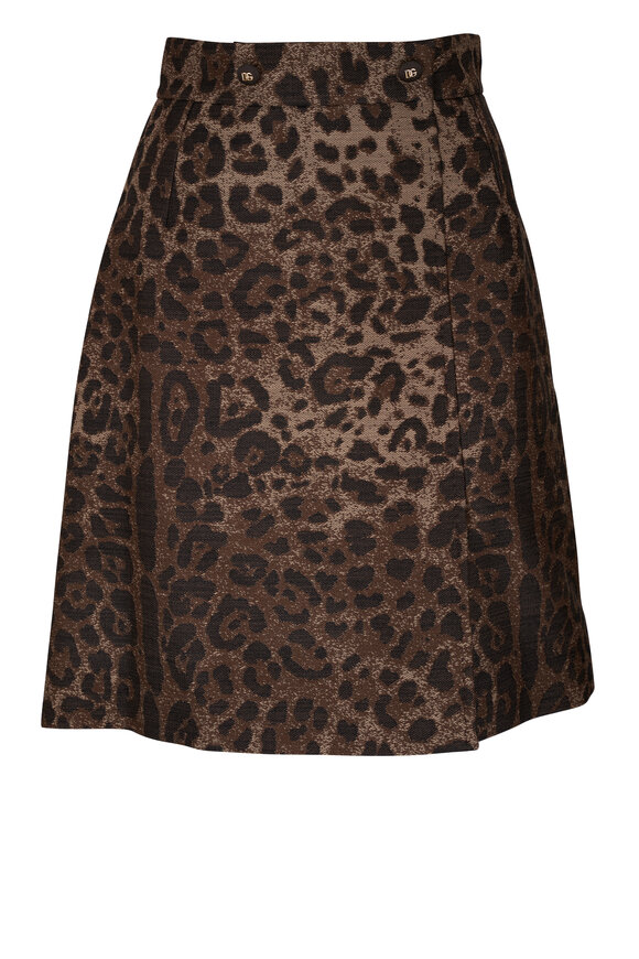 Dolce & Gabbana Leopard Print Wool Pencil Skirt