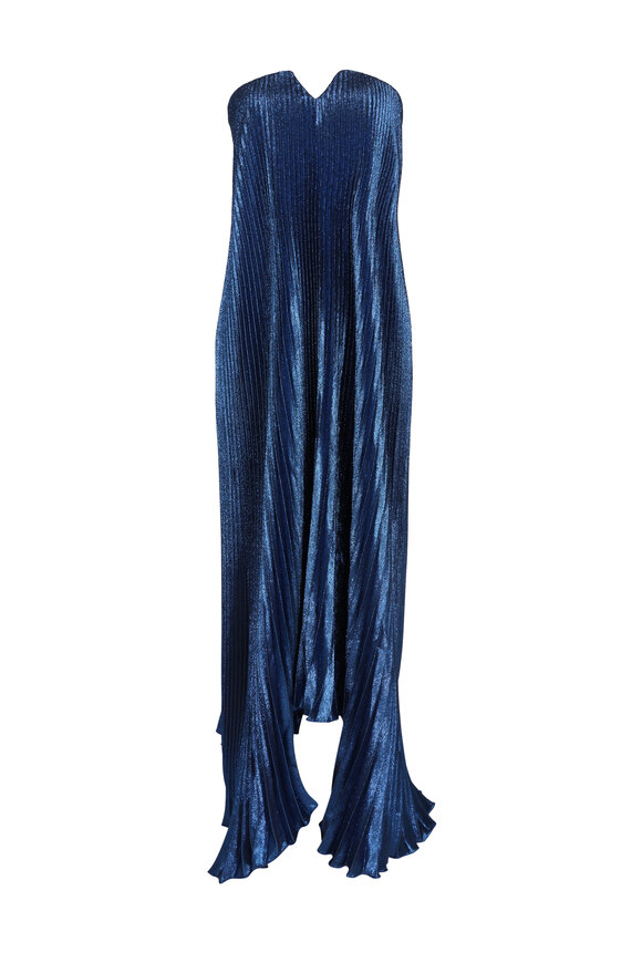 L'Ide Woman Royal Glitter Pleated Black Tie Gown